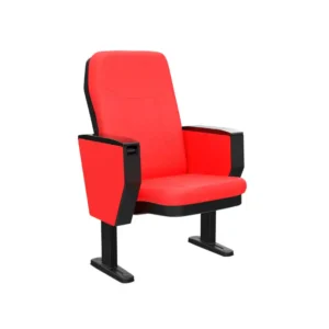 Silla acolchada fija para auditorios y salas de conferencias sin brazos en color negro.