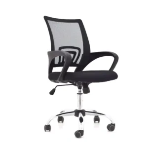 Silla alta industrial de poliuretano inyectado negro con aro apoyapies para talleres o laboratorios.