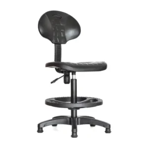 Silla secretarial operativa giratoria de altura estándar en color negro y diseño compacto sin brazos.