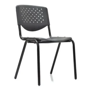 Butaca alta para cafetería o barra con patas de madera clara y asiento ergonómico negro.